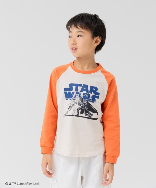 JAM & LINK(ジャムアンドリンク)の「STAR WARS / スター・ウォーズ キャラクター ラグラン長袖Tシャツ(Tシャツ/カットソー・キッズ・ブラック/オレンジ・130cm/120cm/100cm/80cm/90cm/110cm/140cm)」の1枚目の写真