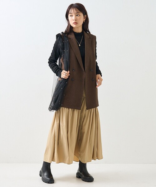 FREAK'S STORE(フリークスストア)の「シャーリング シアー ハイネック ロンT(Tシャツ/カットソー・レディース・ブルーグリーン/ブラック/オフホワイト/オレンジ・フリ-)」の6枚目の写真