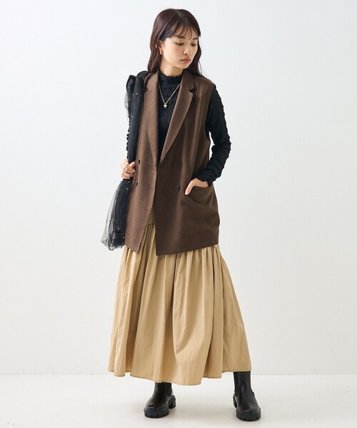 FREAK'S STORE(フリークスストア)の「シャーリング シアー ハイネック ロンT(Tシャツ/カットソー・レディース・ブルーグリーン/ブラック/オフホワイト/オレンジ・フリ-)」の7枚目の写真