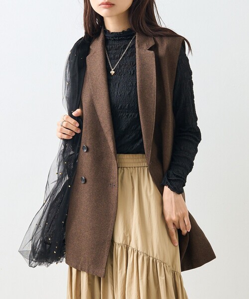 FREAK'S STORE(フリークスストア)の「シャーリング シアー ハイネック ロンT(Tシャツ/カットソー・レディース・ブルーグリーン/ブラック/オフホワイト/オレンジ・フリ-)」の9枚目の写真