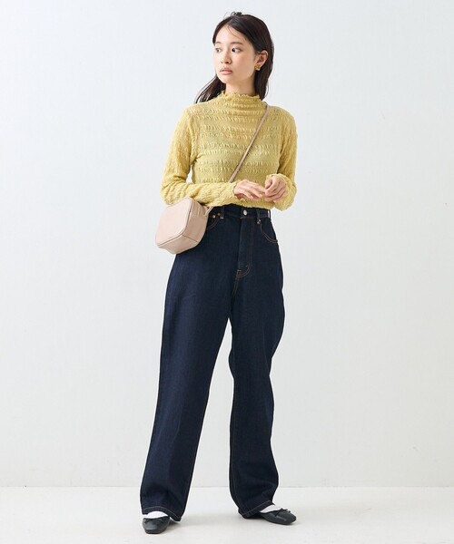 FREAK'S STORE(フリークスストア)の「シャーリング シアー ハイネック ロンT(Tシャツ/カットソー・レディース・ブルーグリーン/ブラック/オフホワイト/オレンジ・フリ-)」の10枚目の写真