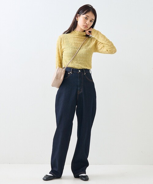 FREAK'S STORE(フリークスストア)の「シャーリング シアー ハイネック ロンT(Tシャツ/カットソー・レディース・ブルーグリーン/ブラック/オフホワイト/オレンジ・フリ-)」の11枚目の写真