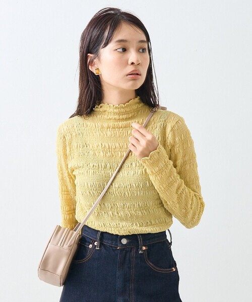 FREAK'S STORE(フリークスストア)の「シャーリング シアー ハイネック ロンT(Tシャツ/カットソー・レディース・ブルーグリーン/ブラック/オフホワイト/オレンジ・フリ-)」の12枚目の写真