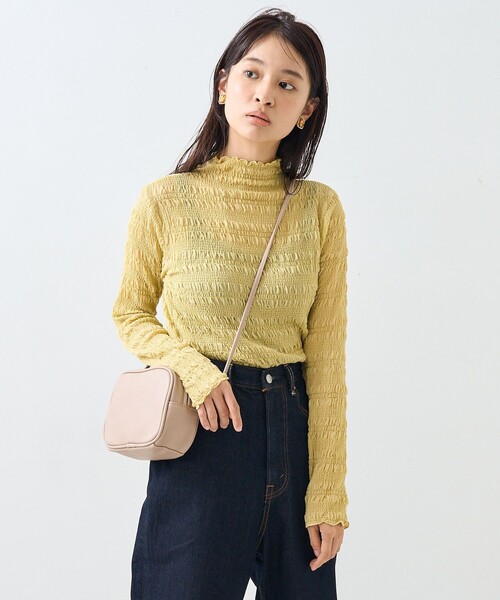 FREAK'S STORE(フリークスストア)の「シャーリング シアー ハイネック ロンT(Tシャツ/カットソー・レディース・ブルーグリーン/ブラック/オフホワイト/オレンジ・フリ-)」の13枚目の写真