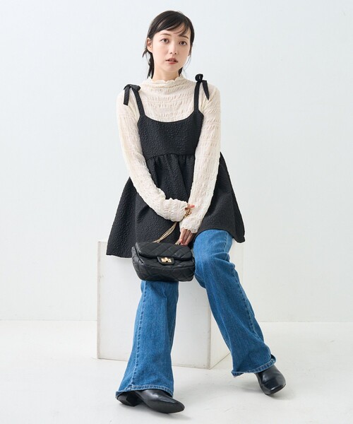 FREAK'S STORE(フリークスストア)の「シャーリング シアー ハイネック ロンT(Tシャツ/カットソー・レディース・ブルーグリーン/ブラック/オフホワイト/オレンジ・フリ-)」の16枚目の写真