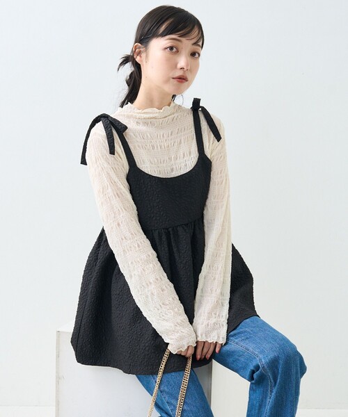 FREAK'S STORE(フリークスストア)の「シャーリング シアー ハイネック ロンT(Tシャツ/カットソー・レディース・ブルーグリーン/ブラック/オフホワイト/オレンジ・フリ-)」の18枚目の写真