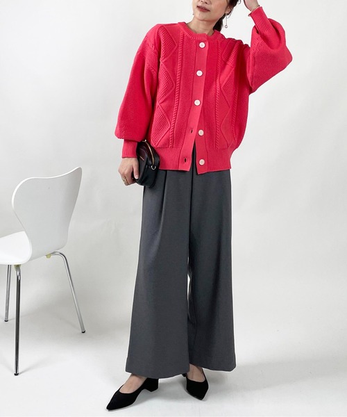 PICCIN(ピッチン)の「ケーブルニットカーディガン(ニット/セーター・レディース・グリーン/アイボリー/ピンク・M)」の20枚目の写真