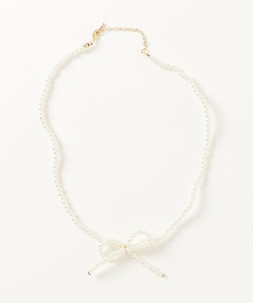 Libra Cue(リブラ キュー)の「パールリボンネックレス(ネックレス・レディース・ブラック/ホワイト・FREE)」の7枚目の写真