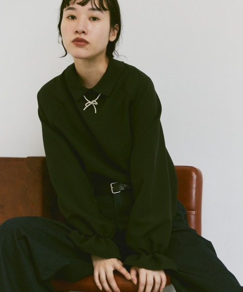 Libra Cue(リブラ キュー)の「パールリボンネックレス(ネックレス・レディース・ブラック/ホワイト・FREE)」の10枚目の写真