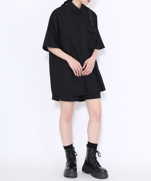 Figments（フィグメンツ）の「ベルテッドシャツ（シャツ/ブラウス・レディース・グレー/ブラック・SMALL/MEDIUM）」の7枚目の写真