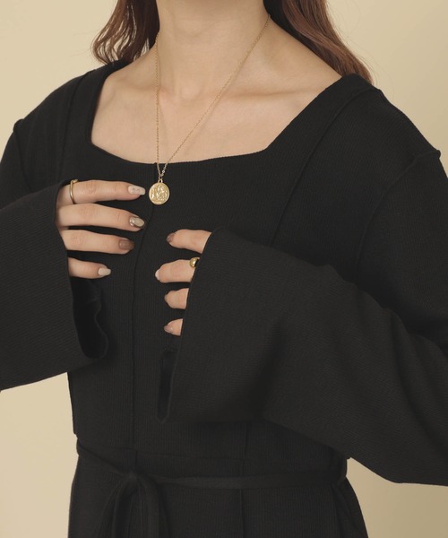 mil（ミル）の「【150㎝前後の小柄さんサイズ】前後２wayフレアスリーブワンピース【きれいめ・美シルエット】（ワンピース・レディース・ベージュ/キャメル/ブラック・S/XS）」の12枚目の写真