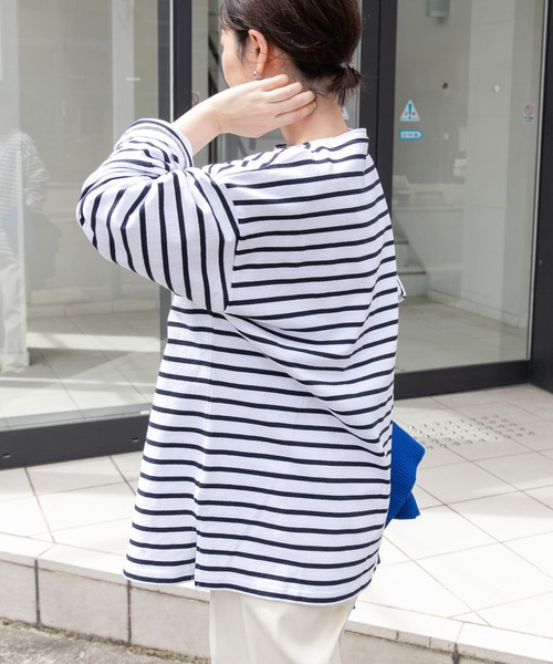 FORK&SPOON（フォークアンドスプーン）の「『WEB/一部店舗限定』FORK&SPOON　ビッグボートネックボーダー（Tシャツ/カットソー・レディース・ブラック系その他/ネイビー・1）」の8枚目の写真