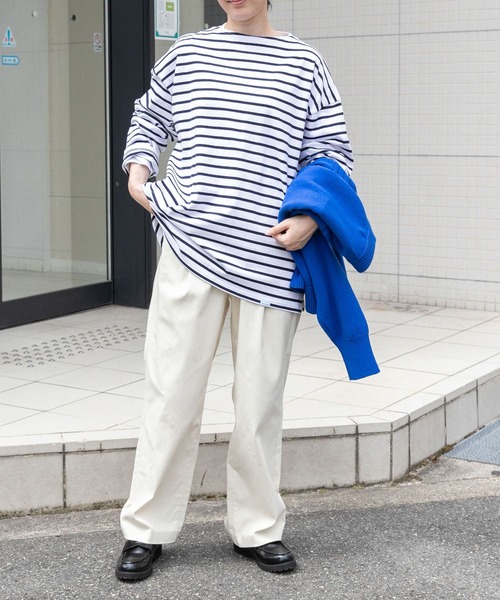 FORK&SPOON（フォークアンドスプーン）の「『WEB/一部店舗限定』FORK&SPOON　ビッグボートネックボーダー（Tシャツ/カットソー・レディース・ブラック系その他/ネイビー・1）」の12枚目の写真