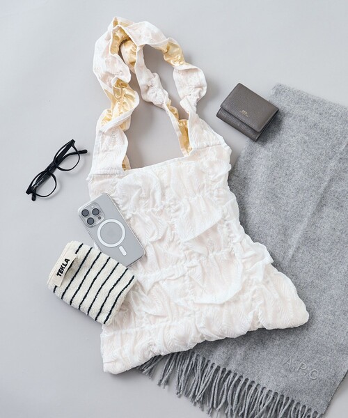 FREAK'S STORE（フリークスストア）の「Casselini/キャセリーニ スクエア ギャザートート/トートバッグ（トートバッグ・レディース・ナチュラル/ブラック/ラベンダー・ONE SIZE）」の3枚目の写真