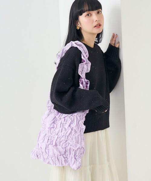 FREAK'S STORE（フリークスストア）の「Casselini/キャセリーニ スクエア ギャザートート/トートバッグ（トートバッグ・レディース・ナチュラル/ブラック/ラベンダー・ONE SIZE）」の6枚目の写真