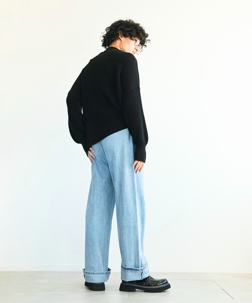 aimoha（アイモハ）の「aimoha menバルーンスリーブセーター（ニット/セーター・メンズ・ホワイト/ブラック・M/XL/L）」の4枚目の写真