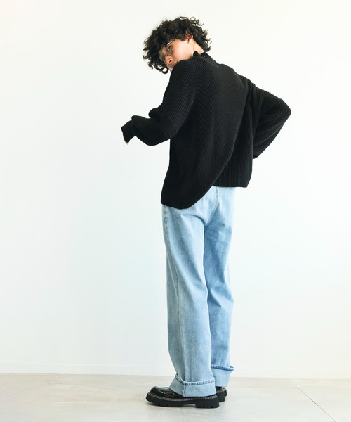 aimoha（アイモハ）の「aimoha menバルーンスリーブセーター（ニット/セーター・メンズ・ホワイト/ブラック・M/XL/L）」の6枚目の写真