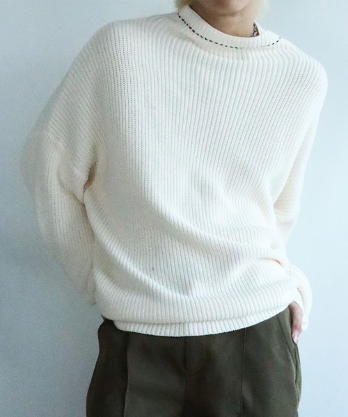 aimoha（アイモハ）の「aimoha menバルーンスリーブセーター（ニット/セーター・メンズ・ホワイト/ブラック・M/XL/L）」の13枚目の写真