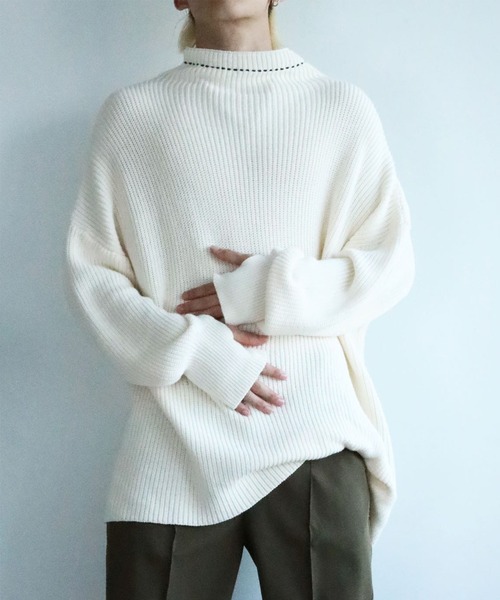 aimoha（アイモハ）の「aimoha menバルーンスリーブセーター（ニット/セーター・メンズ・ホワイト/ブラック・M/XL/L）」の10枚目の写真