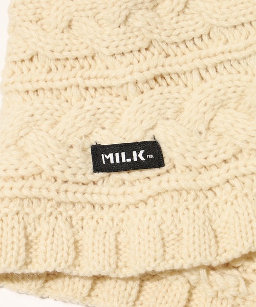 MILKFED.(ミルクフェド)の「KNIT HOODED SCARF(ニットキャップ/ビーニー・レディース・ライトブルー/ホワイト/ブラック・ONE SIZE)」の6枚目の写真
