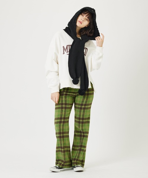 MILKFED.(ミルクフェド)の「KNIT HOODED SCARF(ニットキャップ/ビーニー・レディース・ライトブルー/ホワイト/ブラック・ONE SIZE)」の4枚目の写真