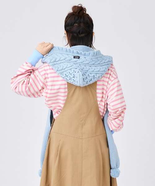 MILKFED.(ミルクフェド)の「KNIT HOODED SCARF(ニットキャップ/ビーニー・レディース・ライトブルー/ホワイト/ブラック・ONE SIZE)」の10枚目の写真