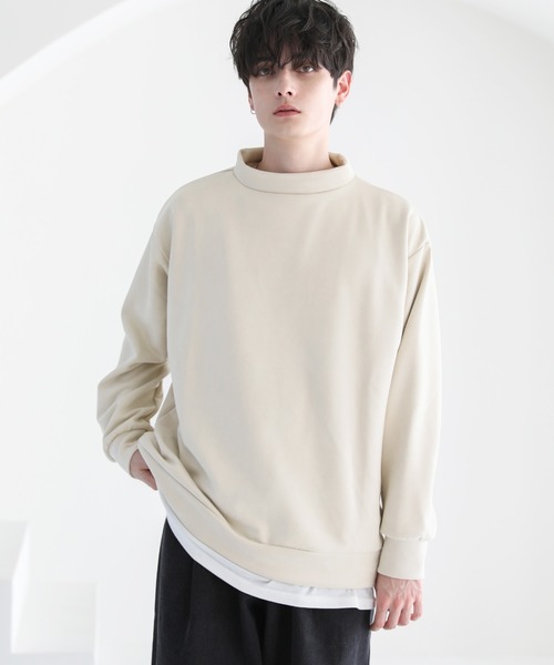 ASTRONOMY(アストロノミー)の「フェイクスウェードモックネックプルオーバー(Tシャツ/カットソー・メンズ・ブラック/ブルー/ライトベージュ/チャコール・S/L/M)」の4枚目の写真