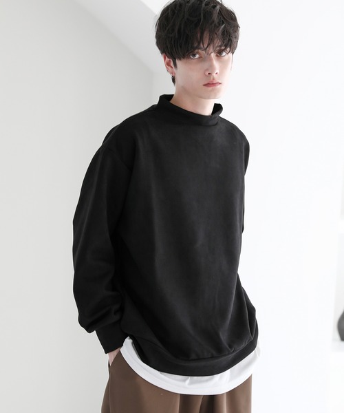 ASTRONOMY(アストロノミー)の「フェイクスウェードモックネックプルオーバー(Tシャツ/カットソー・メンズ・ブラック/ブルー/ライトベージュ/チャコール・S/L/M)」の5枚目の写真