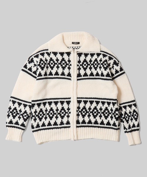 AO2（アオズ）の「Cowichan like knit / カウチン風ニットブルゾン（カーディガン/ボレロ・レディース・アイボリー/グレー・FREE）」の15枚目の写真