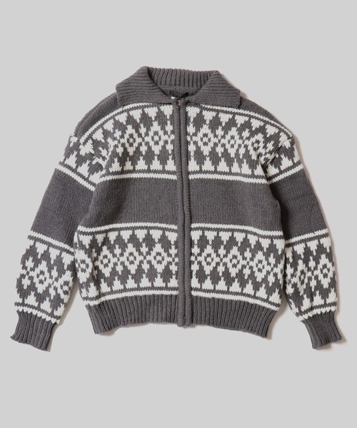 AO2（アオズ）の「Cowichan like knit / カウチン風ニットブルゾン（カーディガン/ボレロ・レディース・アイボリー/グレー・FREE）」の14枚目の写真