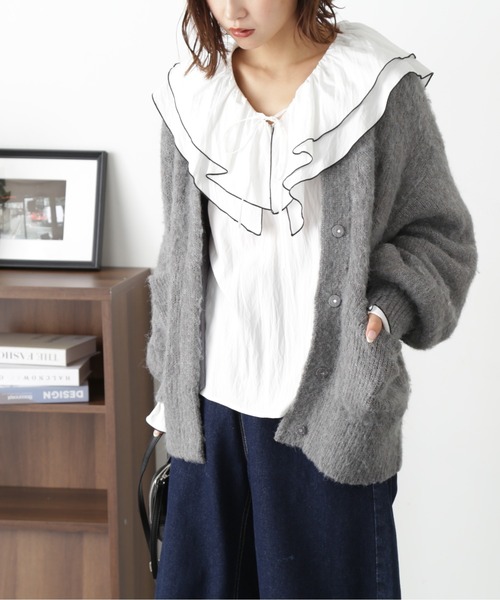 FREE'S MART（フリーズマート）の「フリルダブルカラーメローブラウス（シャツ/ブラウス・レディース・ブルー系その他/サックスブルー/ホワイト・FREE）」の16枚目の写真