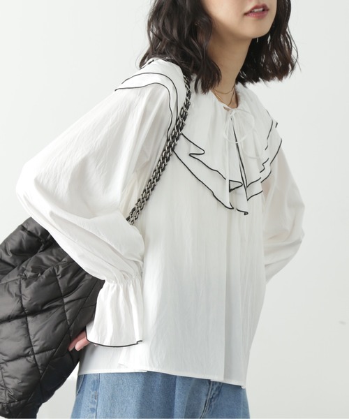 FREE'S MART（フリーズマート）の「フリルダブルカラーメローブラウス（シャツ/ブラウス・レディース・ブルー系その他/サックスブルー/ホワイト・FREE）」の6枚目の写真