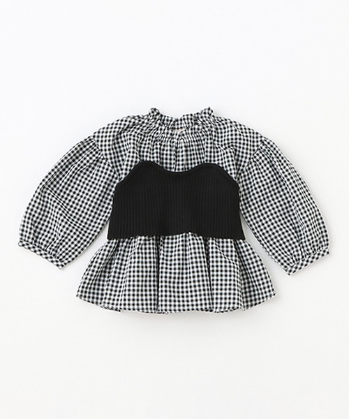 petit main(プティマイン)の「【リンク】ニットビスチェブラウス★(シャツ/ブラウス・キッズ・ライトピンク/ブラック/オフホワイト・110cm/90cm/130cm/80cm/100cm/120cm)」の2枚目の写真