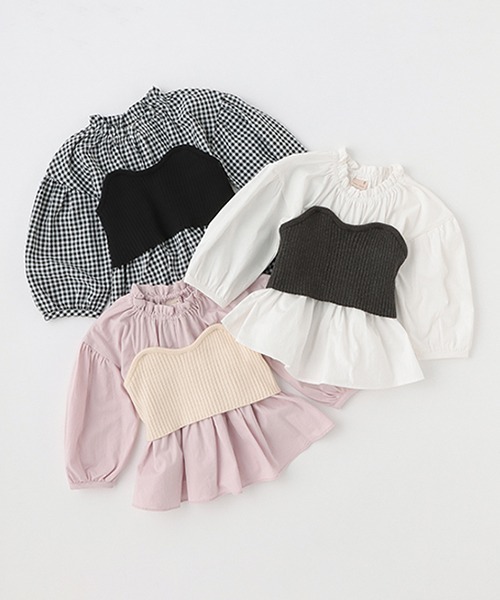 petit main(プティマイン)の「【リンク】ニットビスチェブラウス★(シャツ/ブラウス・キッズ・ライトピンク/ブラック/オフホワイト・110cm/90cm/130cm/80cm/100cm/120cm)」の4枚目の写真