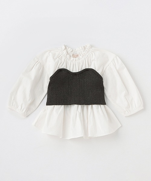 petit main(プティマイン)の「【リンク】ニットビスチェブラウス★(シャツ/ブラウス・キッズ・ライトピンク/ブラック/オフホワイト・110cm/90cm/130cm/80cm/100cm/120cm)」の5枚目の写真