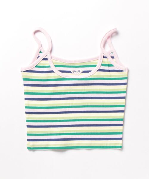 ROXY（ロキシー）の「RIBBED CAMSOLE TOP/ロキシーマルチボーダーパターンショート丈キャミソール（キャミソール・レディース・ピンク/ブラウン/イエロー・MEDIUM/SMALL）」の4枚目の写真