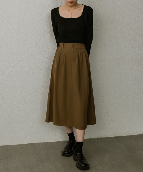 MAISON DE THERESE(メゾン ド テレーズ)の「レトロなブレザー半身スカートハイウエスト膝丈スカート(スカート・レディース・カーキ/グレー/ブラック・S/M)」の3枚目の写真