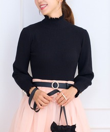 Prima Scherrer（プリマシェレル）の「フリル＆パール付き ワイドリブ ニット 長袖 Prima Scherrer（ニット/セーター）」