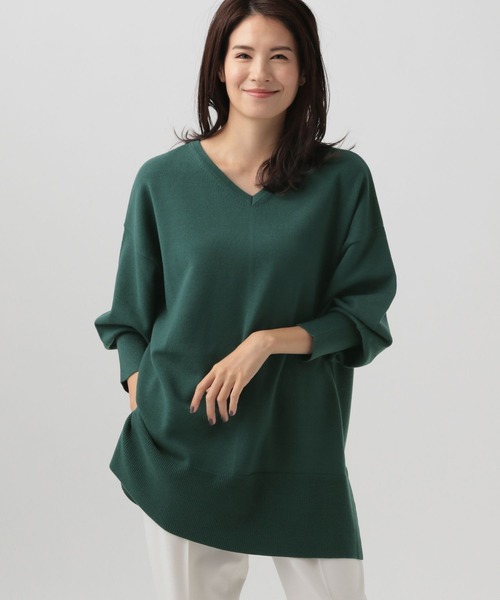 Elura(エルーラ)の「毛玉しらずVネックチュニック(ニット/セーター・レディース・ブラック/グリーン/チャコールグレー・LARGE/MEDIUM)」の3枚目の写真