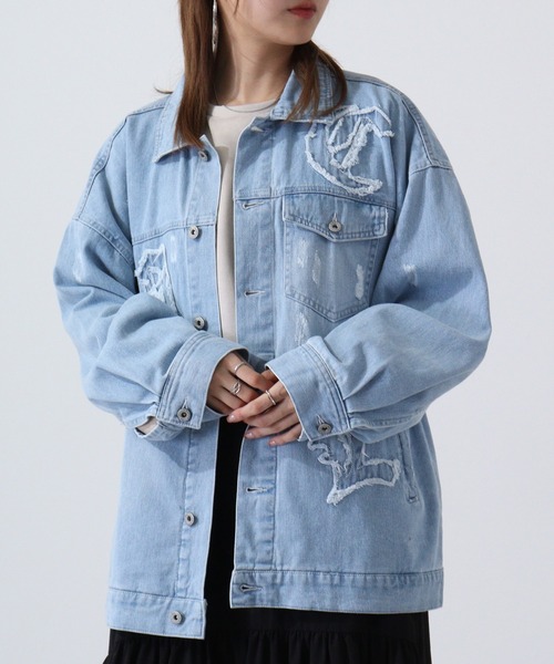 RE730（アールイーセブンサーティー）の「RE730 デニムフリンジGジャン（デニムジャケット・メンズ・サックスブルー/ブルー/ブラック・XL/M/L）」の2枚目の写真