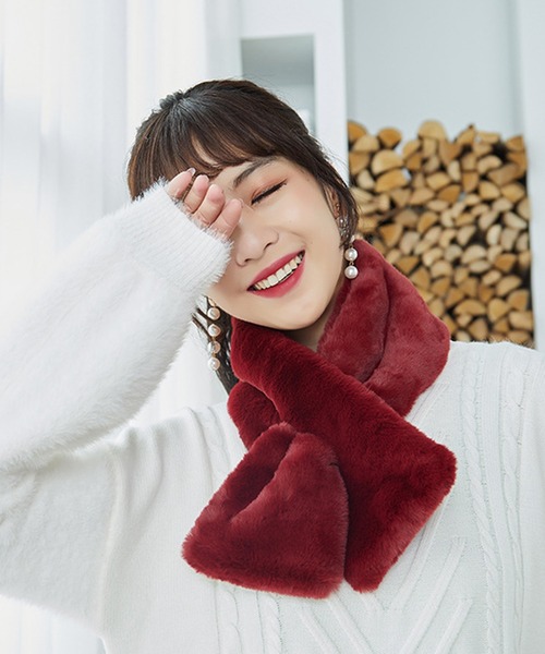 STYLEBLOCK(スタイルブロック)の「ふわふわエコファーティペット(マフラー・レディース・グレー/ホワイト/ネイビー/イエロー/キャメル/ベージュ/ライトピンク/ワインレッド/ピンク系その他/ブラック・FREE)」の10枚目の写真