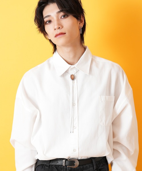 an meets zakka（アンミツザッカ）の「an meets zakka ストーンループタイ（ネクタイ・メンズ・ターコイズブルー系1/ブラック×シルバー/ネイビー系1/レッド系1/アイボリー系1/ブラック×ゴールド/アイボリー系2/レッド系2/ネイビー系2/ターコイズブルー系2/ピンク系1/ピンク系2/スカイブルー系2/スカイブルー系1/ブラウン系1/ブラウン系2・ONESIZE）」の4枚目の写真