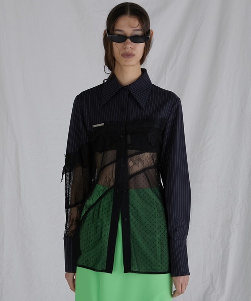 PRANK PROJECT（プランクプロジェクト）の「レーストリムシャツ / Lace Trim Shirt（シャツ/ブラウス・レディース・アイボリー/ネイビー・FREE）」の4枚目の写真