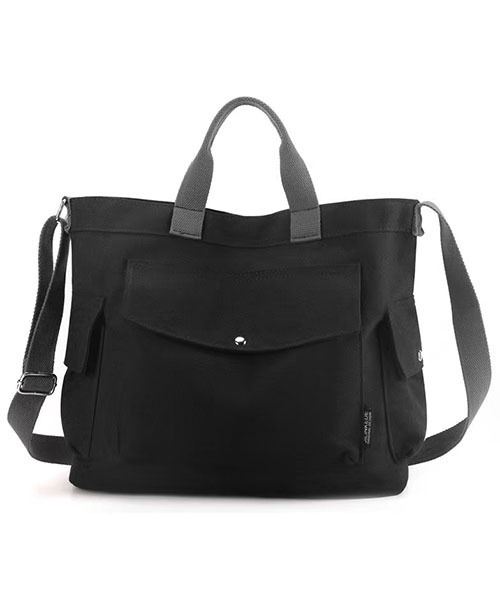 gossip!ロサンゼルス(ゴシップロサンゼルス)の「2WAY キャンバストートバッグ ショルダーバッグ ハンドトート 多ポケット 大容量(ショルダーバッグ・レディース・ブラック/オフホワイト/ブラウン・FREE)」の16枚目の写真
