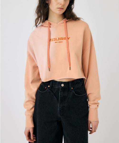 MOUSSY（マウジー）の「MOUSSY GARMENT DYE フ―ディー（パーカー・レディース・オレンジ/ネイビー/アイボリー・FREE）」の3枚目の写真