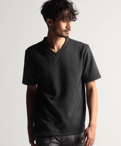 NICOLE CLUB FOR MEN（ニコルクラブフォーメン）の「ボックスミニワッフル半袖Tシャツ（Tシャツ/カットソー・メンズ・ブラック系/ホワイト系/ブラック/ネイビー系・MEDIUM/LARGE/X-LARGE）」の3枚目の写真