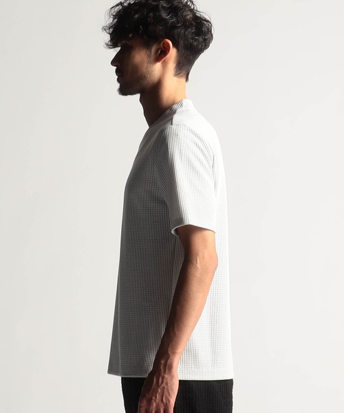 NICOLE CLUB FOR MEN（ニコルクラブフォーメン）の「ボックスミニワッフル半袖Tシャツ（Tシャツ/カットソー・メンズ・ブラック系/ホワイト系/ブラック/ネイビー系・MEDIUM/LARGE/X-LARGE）」の6枚目の写真