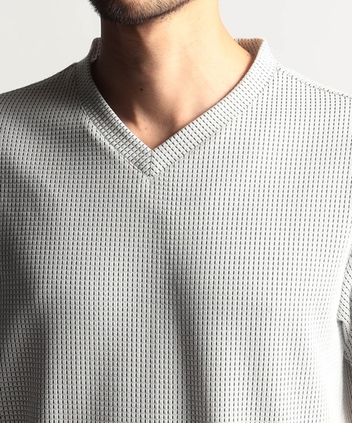 NICOLE CLUB FOR MEN（ニコルクラブフォーメン）の「ボックスミニワッフル半袖Tシャツ（Tシャツ/カットソー・メンズ・ブラック系/ホワイト系/ブラック/ネイビー系・MEDIUM/LARGE/X-LARGE）」の7枚目の写真