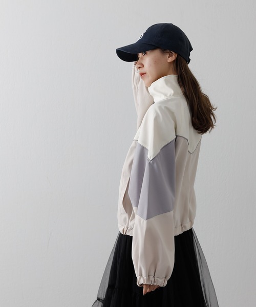 COLONY 2139（コロニートゥーワンスリーナイン）の「カラーブロッキングトラックジャケット（ジャージ・レディース・アイボリー/ネイビー/ブラック・FREE）」の16枚目の写真