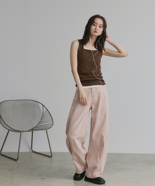 ad thie(アドティエ)の「前後2WAYタンクトップ(タンクトップ・レディース・パープル/ライトブルー/ピンク/グリーン/アイボリー/オフホワイト/ライトグリーン/グレイッシュベージュ/ブラック/チャコール/ミント/カーキ/ブラウン/レッド/ホワイト系/ダークブラウン・LARGE/LL/MEDIUM/SMALL)」の18枚目の写真